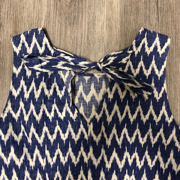 J.Crew Factory Linen Cotton Dress Sundress Women's Size Medium Blue White Ikat - Picture 6 of 8